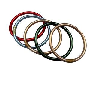BuDha Girl Bangle Buddhist Serenity Prayer All Weather Multicolor Set of 5